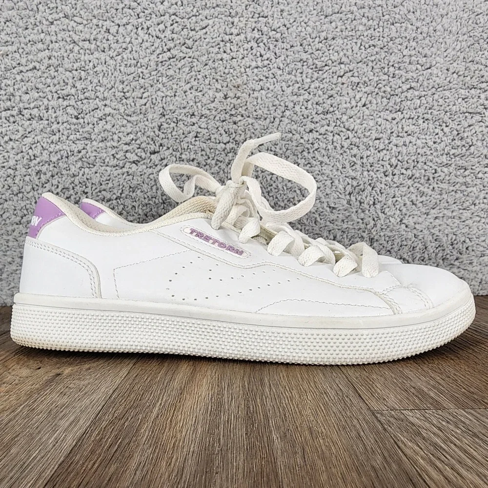 Tretorn White‎ Purple Accent Sneakers Women's Size 7.5 Casual Tennis Shoes